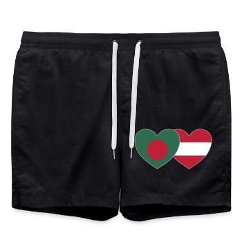 Bangladesh Austria Flag Heart - Swim Trunks - black - Front - AI Model Male 185 light (185cm)