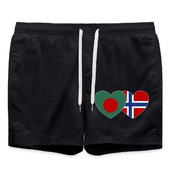 Bangladesh Norway Flag Heart - Swim Trunks - black - Front - AI Model Male 185 light (185cm)