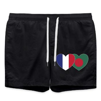 France Bangladesh Flag Heart - Swim Trunks - black - Front - AI Model Male 185 light (185cm)