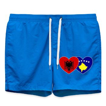 Albania Kosovo Flag Heart - Swim Trunks - cobalt blue - Front