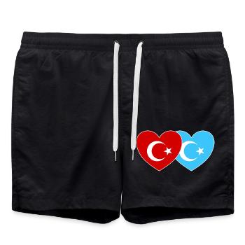 Turquie Cœur du drapeau ouïghour - Short de bain - noir - Devant - AI Model Male 185 light (185cm)