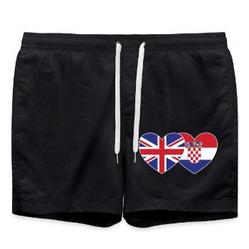 England Croatia Flag Heart - Swim Trunks - black - Front - AI Model Male 185 light (185cm)