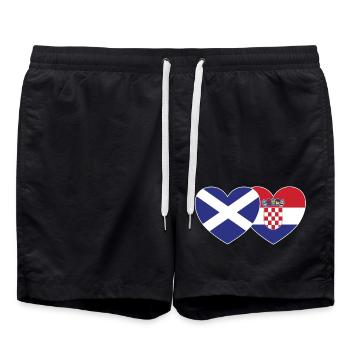Schottland Kroatien Flagge Herz - Badeshorts - Schwarz - Vorne - AI Model Male 185 light (185cm)