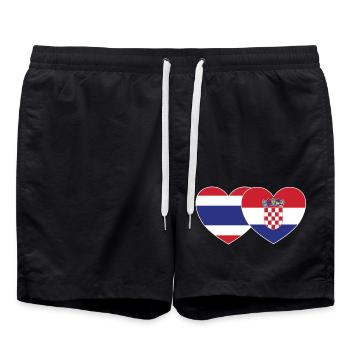 Thaïlande Croatie Flag Heart - Short de bain - noir - Devant - AI Model Male 185 light (185cm)
