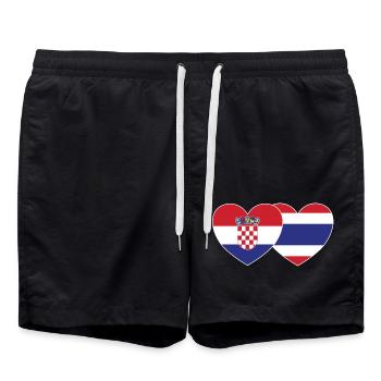Croatie Thaïlande Flag Coeur - Short de bain - noir - Devant - AI Model Male 185 light (185cm)