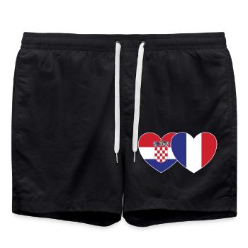 Croatie France Flag Coeur - Short de bain - noir - Devant - AI Model Male 185 light (185cm)
