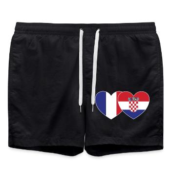 France Croatia Flag Heart - Swim Trunks - black - Front - AI Model Male 185 light (185cm)