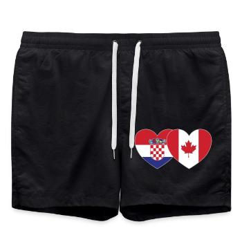 Kroatien Kanada Flagge Herz - Badeshorts - Schwarz - Vorne - AI Model Male 185 light (185cm)