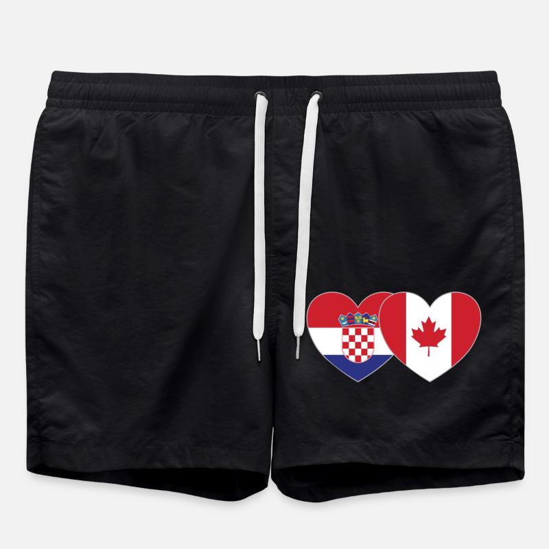 Croatia Canada Flag Heart - Swim Trunks - black