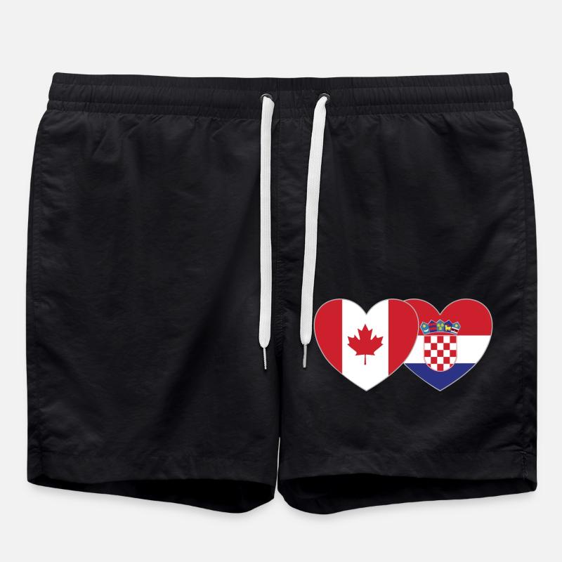 Canada Croatie Flag Heart - Short de bain - noir