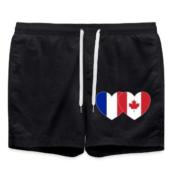 Frankreich Kanada Flagge Herz - Badeshorts - Schwarz - Vorne - AI Model Male 185 light (185cm)