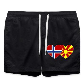 Norvège Macédoine Flag Heart - Short de bain - noir - Devant - AI Model Male 185 light (185cm)