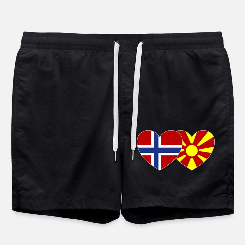Norvège Macédoine Flag Heart - Short de bain - noir