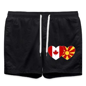Canada Macédoine Flag Heart - Short de bain - noir - Devant - AI Model Male 185 light (185cm)