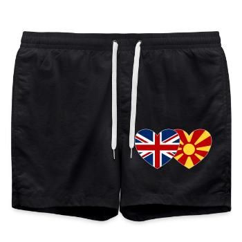Angleterre Macédoine Flag Heart - Short de bain - noir - Devant - AI Model Male 185 light (185cm)