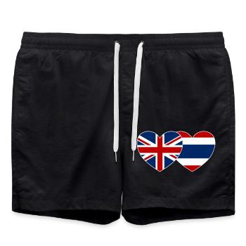 Angleterre Thaïlande Flag Heart - Short de bain - noir - Devant - AI Model Male 185 light (185cm)