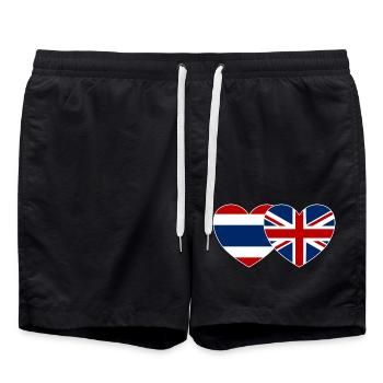 Thaïlande Angleterre Flag Heart - Short de bain - noir - Devant - AI Model Male 185 light (185cm)