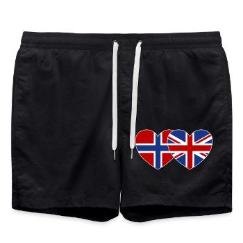 Norvège Angleterre Flag Heart - Short de bain - noir - Devant - AI Model Male 185 light (185cm)