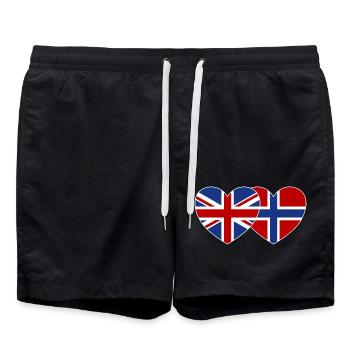Angleterre Norvège Flag Heart - Short de bain - noir - Devant - AI Model Male 185 light (185cm)