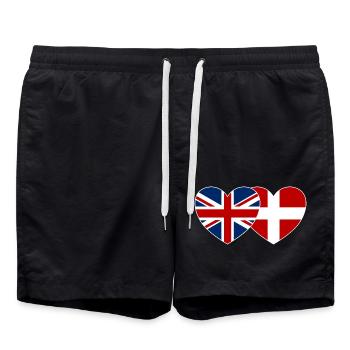 Angleterre Danemark Flag Heart - Short de bain - noir - Devant - AI Model Male 185 light (185cm)