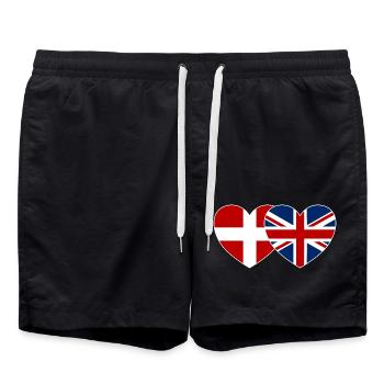 Denmark England Flag Heart - Swim Trunks - black - Front - AI Model Male 185 light (185cm)