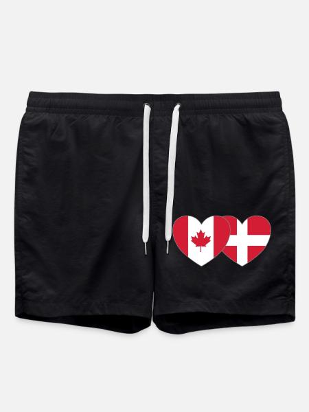 Canada Danmark Flag Heart - Badeshorts - sort