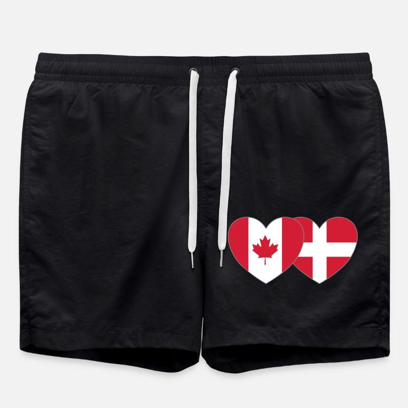 Canada Denmark Flag Heart - Swim Trunks - black