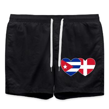 Cuba Denmark Flag Heart - Swim Trunks - black - Front - AI Model Male 185 light (185cm)