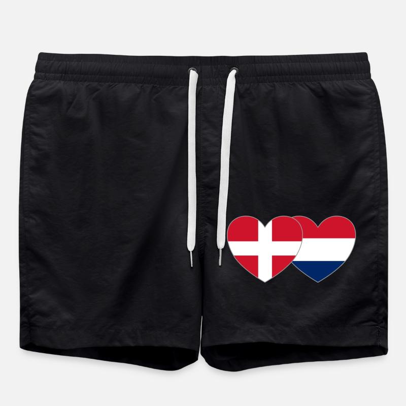 Danemark Drapeau hollandais Coeur - Short de bain - noir