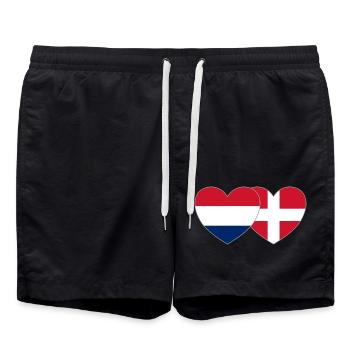 Netherlands Denmark Flag Heart - Swim Trunks - black - Front - AI Model Male 185 light (185cm)