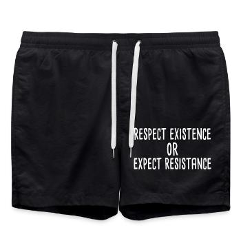 Respect Existence Or Expect Resistance - Swim Trunks - black - Front - AI Model Male 185 light (185cm)