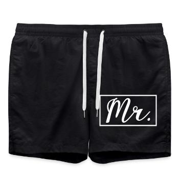 Mr. Matching Paar Verlobung Hochzeit Flitterwochen - Badeshorts - Schwarz - Vorne - AI Model Male 185 light (185cm)