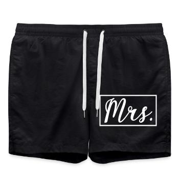 Mrs. Matching Paar Verlobung Hochzeit Flitterwochen - Badeshorts - Schwarz - Vorne - AI Model Male 185 light (185cm)