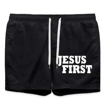 Jesus first - Short de bain - noir - Devant - AI Model Male 185 light (185cm)