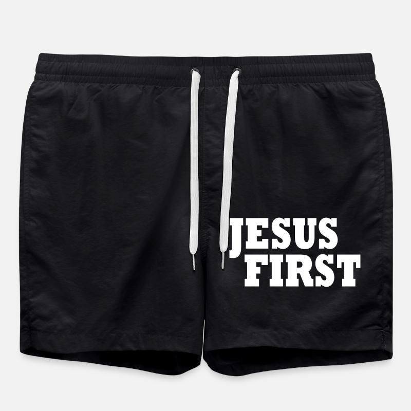 Jesus first - Badeshorts - Schwarz