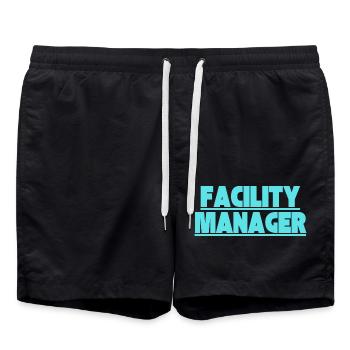 Facility Manager In-house technician Caretaker - Swim Trunks - black - Front - AI Model Male 185 light (185cm)