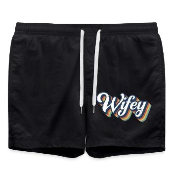 Retro Wifey Matching Couple Wedding Party Mariage - Short de bain - noir - Devant - AI Model Male 185 light (185cm)