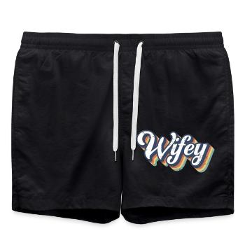 Retro Wifey Matching Couple Wedding Party Mariage - Short de bain - noir - Devant - AI Model Male 185 light (185cm)