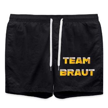Team Braut mit Schriftzug Bier - Badeshorts - Schwarz - Vorne - AI Model Male 185 light (185cm)