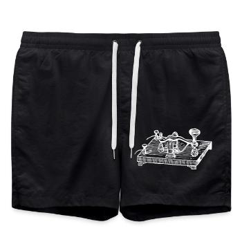 Vintage Morsecode Gerät, Retro Kommunikation - Badeshorts - Schwarz - Vorne - AI Model Male 185 light (185cm)
