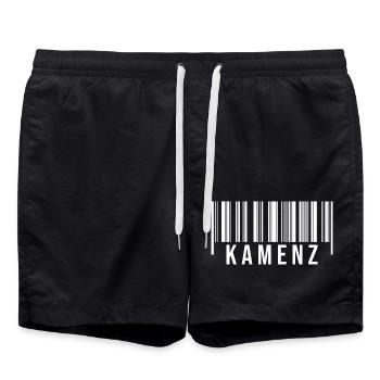 Kamenz Strichcode - Badeshorts - Schwarz - Vorne - AI Model Male 185 light (185cm)