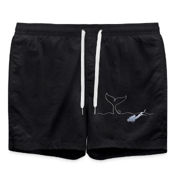 Walhai, Taucher, Whale Shark, Diver - Badeshorts - Schwarz - Vorne - AI Model Male 185 light (185cm)