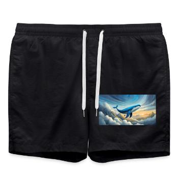 funny hooey a blue whale is super light - Swim Trunks - black - Front - AI Model Male 185 light (185cm)