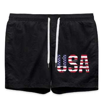 Les États-Unis aux couleurs du drapeau américain drapeau - Short de bain - noir - Devant - AI Model Male 185 light (185cm)