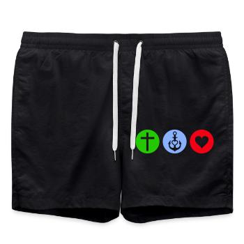 faith hope love - Swim Trunks - black - Front - AI Model Male 185 light (185cm)