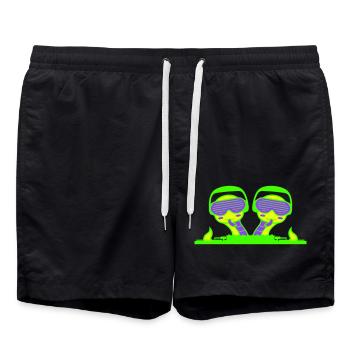 2 Coole DJ Schlangen Team Mischpult Party Musik - Badeshorts - Schwarz - Vorne - AI Model Male 185 light (185cm)