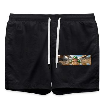 giant slimy drooling frog rise of mutant monster - Swim Trunks - black - Front - AI Model Male 185 light (185cm)