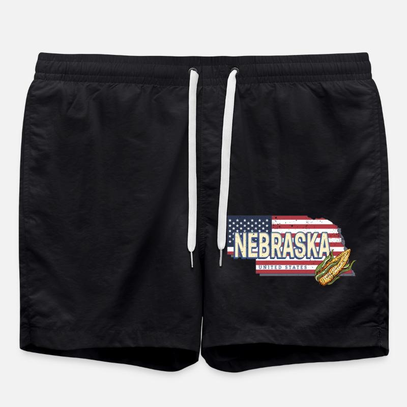 Nebraska United States Map Souvenir - Swim Trunks - black