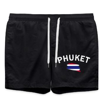 Phuket Thailand Flagge T-Shirt gebogenes Design - Badeshorts - Schwarz - Vorne - AI Model Male 185 light (185cm)