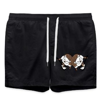 2 Igel Süße Zwei Freunde Gitarre Spielen Band Team - Badeshorts - Schwarz - Vorne - AI Model Male 185 light (185cm)